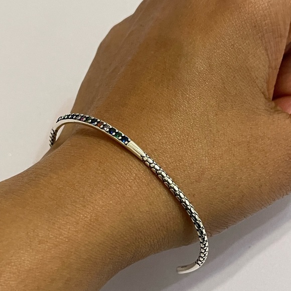 Solid Sterling Silver 925 Cuff Bangle Bracelet - Picture 6 of 13